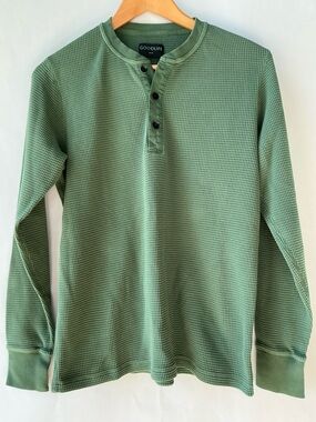 Goodlife Evergreen Long Sleeve Waffle Stitch Thermal Henley Men’s Small